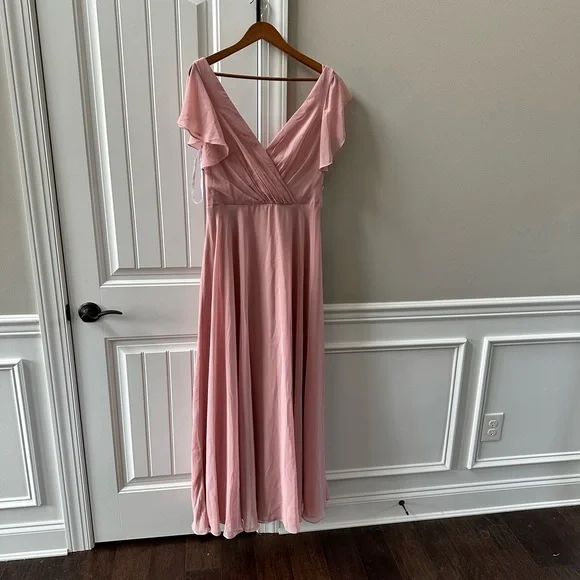 princess polly baby blue dress Gathered Chiffon Sleeveless Bridesmaid Dress main image 1